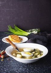 Image showing soup with vegetables and egg