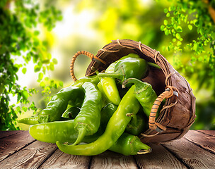 Image showing Green pepper in a basket