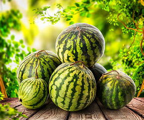 Image showing Watermelon in a basket