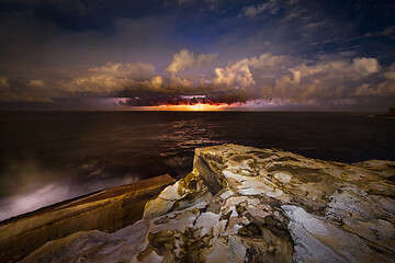 Image showing Brilliant lightning storm over the coast of Sydney