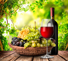 Image showing Wine and fruit