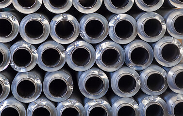 Image showing Stainless steel tubes stacked