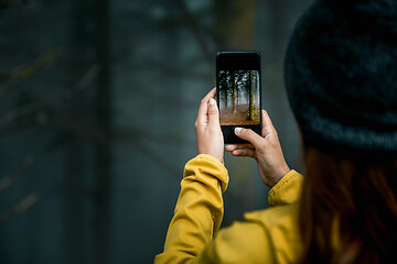 Image showing Taking a picture to a forest