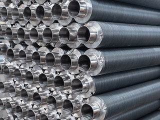 Image showing Stainless steel tubes stacked