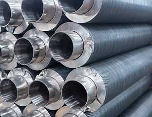 Image showing Stainless steel tubes stacked