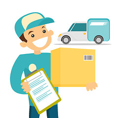 Image showing A courier delivering a package.