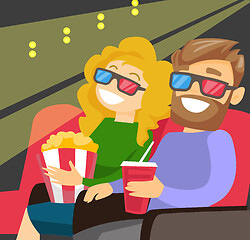 Image showing Caucasian couple watching 3D movie