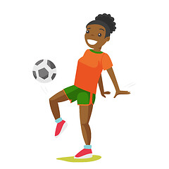 Image showing Young black woman playing football.