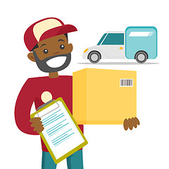 Image showing A courier delivering a package.