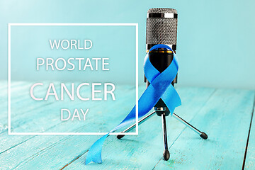 Image showing Blue ribbon symbolic of prostate cancer awareness campaign and men\'s health in November