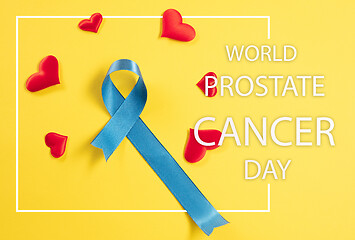 Image showing Blue ribbon symbolic of prostate cancer awareness campaign and m