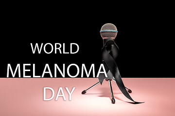 Image showing Black ribbon-symbol of fight against melanoma and skin cancer.