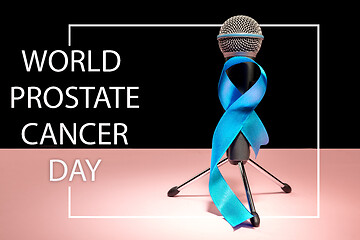 Image showing Blue ribbon symbolic of prostate cancer awareness campaign and men\'s health in November