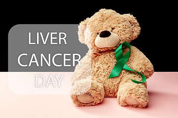 Image showing Liver Cancer and Hepatitis B - HVB Awareness month ribbon, Emerald Green or Jade ribbon