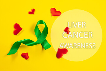 Image showing Liver Cancer and Hepatitis B - HVB Awareness month ribbon, Emerald Green or Jade ribbon