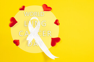 Image showing lung cancer ribbon, white ribbon, a symbol of the fight against lung cancer