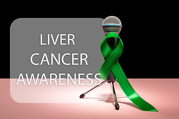 Image showing Liver Cancer and Hepatitis B - HVB Awareness month ribbon, Emerald Green or Jade ribbon