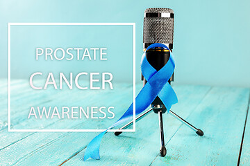 Image showing Blue ribbon symbolic of prostate cancer awareness campaign and men\'s health in November