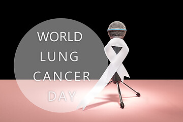 Image showing lung cancer ribbon, white ribbon, a symbol of the fight against lung cancer