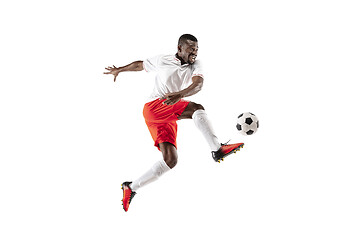 Image showing Professional african football soccer player isolated on white background