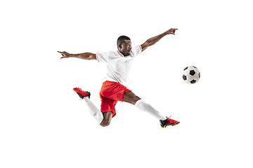 Image showing Professional african football soccer player isolated on white background