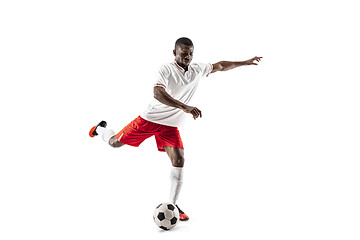 Image showing Professional african football soccer player isolated on white background