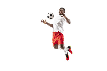 Image showing Professional african football soccer player isolated on white background