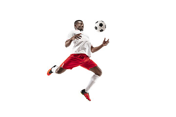 Image showing Professional african football soccer player isolated on white background