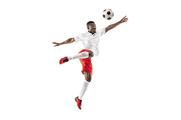 Image showing Professional african football soccer player isolated on white background