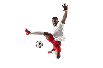 Image showing Professional african football soccer player isolated on white background