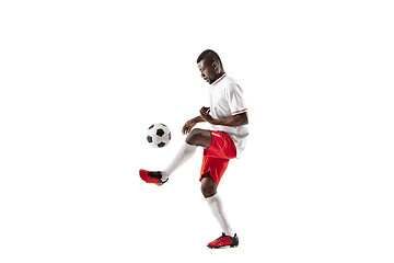 Image showing Professional african football soccer player isolated on white background