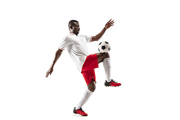 Image showing Professional african football soccer player isolated on white background