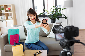 Image showing female beauty blogger making video about make up