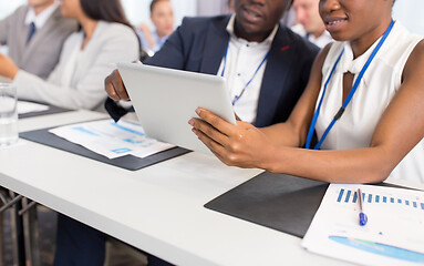 Image showing people with tablet computer at business conference
