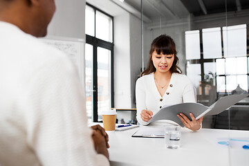 Image showing employer having interview with employee at office