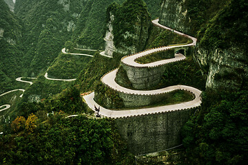 Image showing Zhangjiajie National Forest Park Road Exiting the 99 Bends