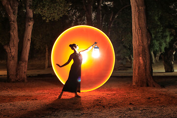 Image showing Colorful Long Exposure Image of a Woman
