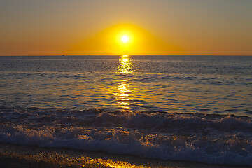 Image showing Red sunset over the sea. Beautiful sunset.