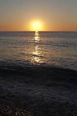 Image showing Red sunset over the sea. Beautiful sunset. 