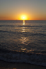 Image showing Red sunset over the sea. Beautiful sunset.