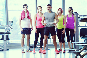 Image showing Group of people exercising at the gym