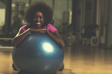 Image showing woman  relaxing after pilates workout