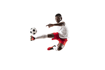 Image showing Professional african football soccer player isolated on white background