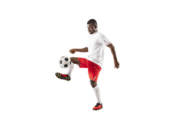 Image showing Professional african football soccer player isolated on white background