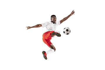 Image showing Professional african football soccer player isolated on white background