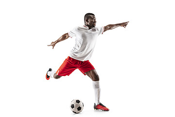 Image showing Professional african football soccer player isolated on white background