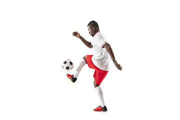 Image showing Professional african football soccer player isolated on white background