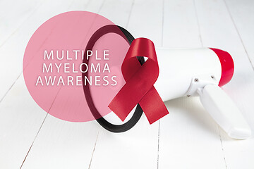 Image showing Burgundy ribbon. Multiple myeloma awareness. Healthcare and medicine concept.