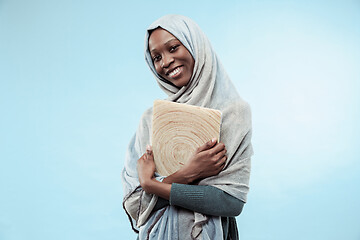 Image showing Portrait Of Female University Student Working on laptop