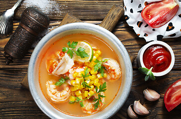 Image showing soup with seafood